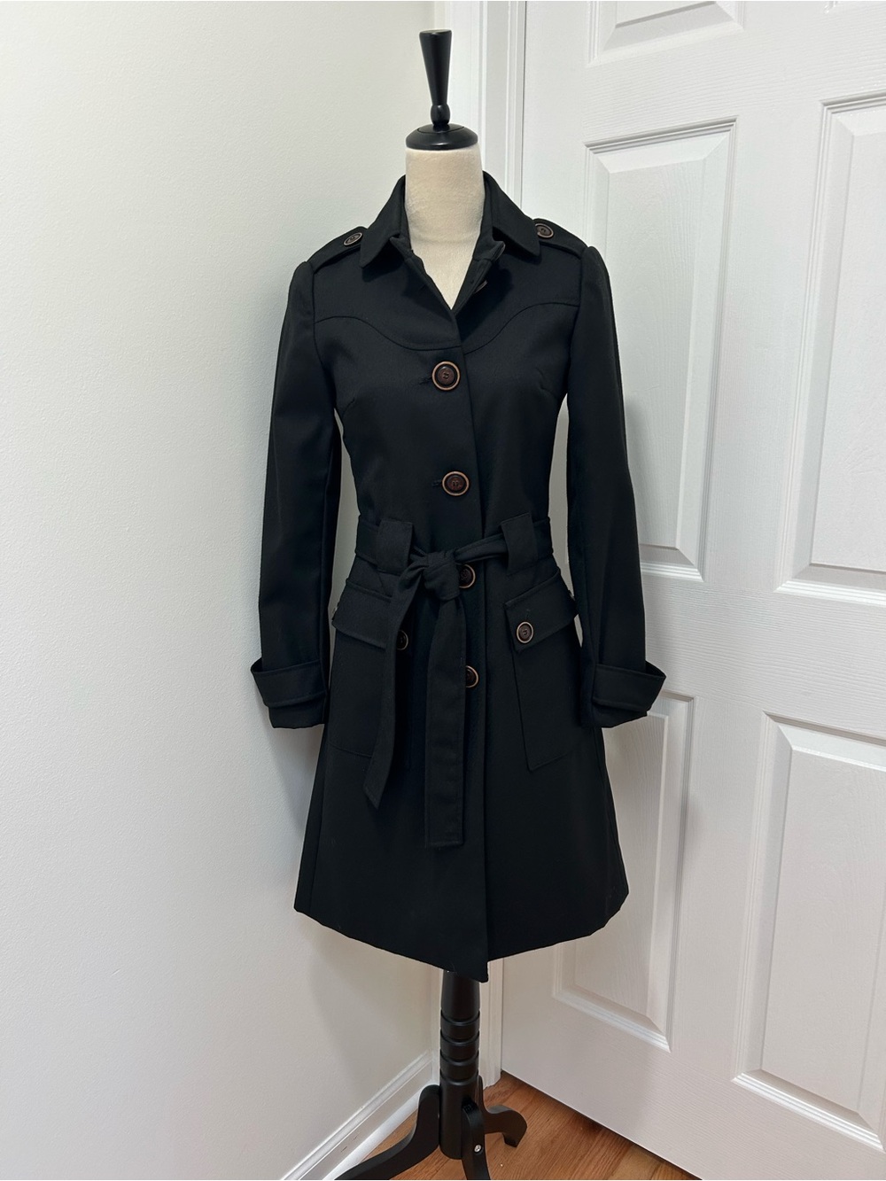 Via Spiga Black Belted Trench Coat